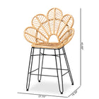 bali & pari Garan Modern Bohemian Natural Brown Rattan and Black Metal Counter Stool