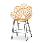 bali & pari Garan Modern Bohemian Natural Brown Rattan and Black Metal Counter Stool