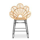 bali & pari Garan Modern Bohemian Natural Brown Rattan and Black Metal Counter Stool