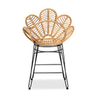 bali & pari Garan Modern Bohemian Natural Brown Rattan and Black Metal Counter Stool