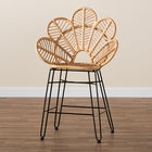 bali & pari Garan Modern Bohemian Natural Brown Rattan and Black Metal Counter Stool