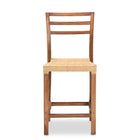 bali & pari Arthur Mid-Century Modern Walnut Brown Mahogany Wood and Natural Rattan Counter Stool