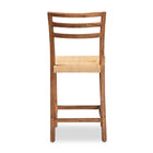 bali & pari Arthur Mid-Century Modern Walnut Brown Mahogany Wood and Natural Rattan Counter Stool