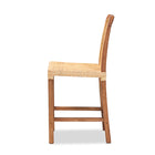 bali & pari Caspia Mid-Century Modern Walnut Brown Mahogany Wood and Natural Rattan Counter Stool