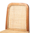bali & pari Caspia Mid-Century Modern Walnut Brown Mahogany Wood and Natural Rattan Counter Stool