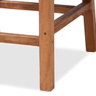 bali & pari Caspia Mid-Century Modern Walnut Brown Mahogany Wood and Natural Rattan Counter Stool