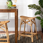 bali & pari Elgon Modern Bohemian Natural Brown Rattan Counter Stool