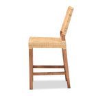 bali & pari Lesia Modern Bohemian Natural Brown Rattan and Walnut Brown Mahogany Wood Counter Stool