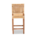 bali & pari Lesia Modern Bohemian Natural Brown Rattan and Walnut Brown Mahogany Wood Counter Stool