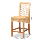 bali & pari Moscow Modern Bohemian Natural Brown Rattan and Walnut Brown Mahogany Wood Counter Stool