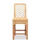 bali & pari Moscow Modern Bohemian Natural Brown Rattan and Walnut Brown Mahogany Wood Counter Stool