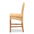 bali & pari Moscow Modern Bohemian Natural Brown Rattan and Walnut Brown Mahogany Wood Counter Stool