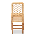 bali & pari Moscow Modern Bohemian Natural Brown Rattan and Walnut Brown Mahogany Wood Counter Stool