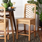 bali & pari Moscow Modern Bohemian Natural Brown Rattan and Walnut Brown Mahogany Wood Counter Stool