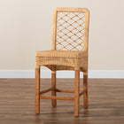 bali & pari Moscow Modern Bohemian Natural Brown Rattan and Walnut Brown Mahogany Wood Counter Stool