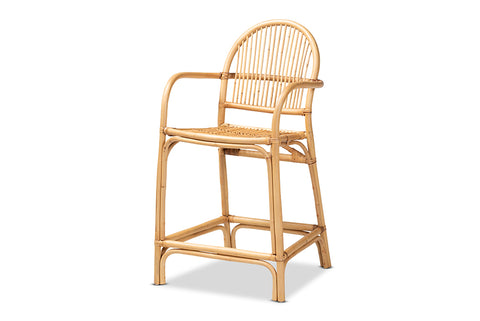 bali & pari Tugera Modern Bohemian Natural Brown Rattan Counter Stool