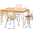 Baxton Studio Manhattan Modern Bohemian Rattan and Natural Oak Finished Wood 5-Piece Dining Set