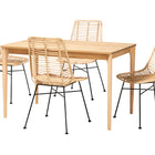 Baxton Studio Manhattan Modern Bohemian Rattan and Natural Oak Finished Wood 5-Piece Dining Set