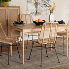 Baxton Studio Manhattan Modern Bohemian Rattan and Natural Oak Finished Wood 5-Piece Dining Set