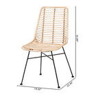 bali & pari Manhattan Modern Bohemian Natural Brown Rattan and Black Metal 2-Piece Dining Chair Set