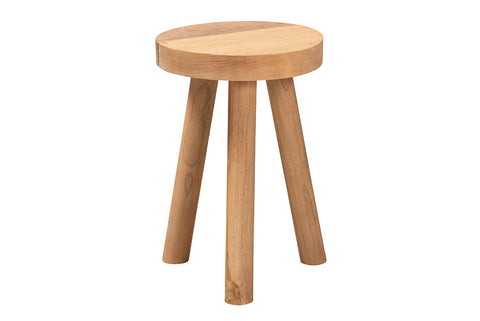 bali & pari Terah Mid-Century Modern Natural Brown Teak Wood Ottoman Footstool