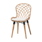 Baxton Studio Sabelle Modern Bohemian Greywashed Rattan and Natural Brown Finished Wood 5-Piece Dining Set