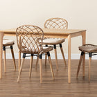 Baxton Studio Sabelle Modern Bohemian Greywashed Rattan and Natural Brown Finished Wood 5-Piece Dining Set
