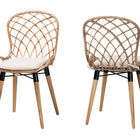 bali & pari Sabelle Modern Bohemian Natural Brown Finished Teak Wood and Greywashed Rattan 2-Piece Dining Chair Set