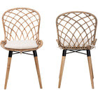 bali & pari Sabelle Modern Bohemian Natural Brown Finished Teak Wood and Greywashed Rattan 2-Piece Dining Chair Set