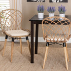 bali & pari Sabelle Modern Bohemian Natural Brown Finished Teak Wood and Greywashed Rattan 2-Piece Dining Chair Set
