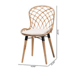 bali & pari Sabelle Modern Bohemian Natural Brown Finished Teak Wood and Greywashed Rattan 2-Piece Dining Chair Set
