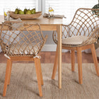 bali & pari Ballerina Modern Bohemian Greywashed Rattan and Natural Brown Finished Wood 2-Piece Dining Chair Set