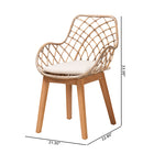 bali & pari Ballerina Modern Bohemian Greywashed Rattan and Natural Brown Finished Wood 2-Piece Dining Chair Set
