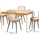Baxton Studio Brenna Modern Bohemian Greywashed Rattan and Natural Brown Finished Wood 5-Piece Dining Set