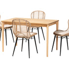 Baxton Studio Brenna Modern Bohemian Greywashed Rattan and Natural Brown Finished Wood 5-Piece Dining Set