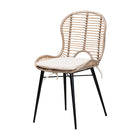 Baxton Studio Brenna Modern Bohemian Greywashed Rattan and Natural Brown Finished Wood 5-Piece Dining Set