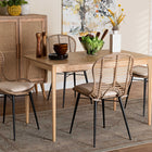 Baxton Studio Brenna Modern Bohemian Greywashed Rattan and Natural Brown Finished Wood 5-Piece Dining Set
