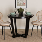 bali & pari Brenna Modern Bohemian Greywashed Rattan and Black Metal 2-Piece Dining Chair Set