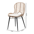 bali & pari Brenna Modern Bohemian Greywashed Rattan and Black Metal 2-Piece Dining Chair Set