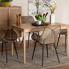 Baxton Studio Ballerina Modern Bohemian Greywashed Rattan and Black Metal 5-Piece Dining Set