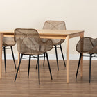 Baxton Studio Ballerina Modern Bohemian Greywashed Rattan and Black Metal 5-Piece Dining Set