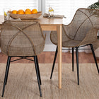 bali & pari Ballerina Modern Bohemian Greywashed Rattan and Black Metal 2-Piece Dining Chair Set