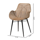 bali & pari Ballerina Modern Bohemian Greywashed Rattan and Black Metal 2-Piece Dining Chair Set