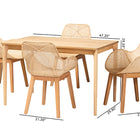 Baxton Studio Ballerina Japandi Natural Brown Mahogany Wood and Rattan 5-Piece Dining Set