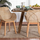 bali & pari Ballerina Japandi Natural Brown Finished Mahogany Wood and Rattan 2-Piece Dining Chair Set
