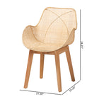 bali & pari Ballerina Japandi Natural Brown Finished Mahogany Wood and Rattan 2-Piece Dining Chair Set