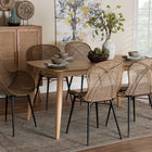 Baxton Studio Emmali Modern Bohemian Greywashed Rattan and Natural Brown Finished Wood 7-Piece Dining Set