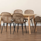 Baxton Studio Emmali Modern Bohemian Greywashed Rattan and Natural Brown Finished Wood 7-Piece Dining Set