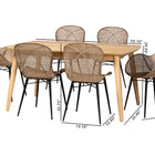 Baxton Studio Emmali Modern Bohemian Greywashed Rattan and Natural Brown Finished Wood 7-Piece Dining Set