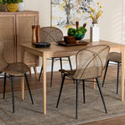 Baxton Studio Sabelle Japandi Natural Brown Finished Wood and Greywashed Rattan 5-Piece Dining Set